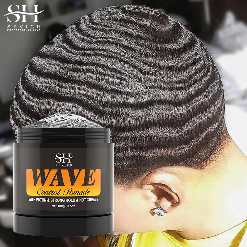 Natural Wave Control Pomade Hair Style Wax Pomade for Black Men 360 Style Wave Styling Hair Cream Strong Hold Clay Hair Pomade
