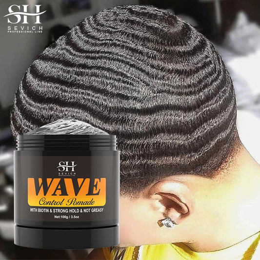 Natural Wave Control Pomade Hair Style Wax Pomade for Black Men 360 Style Wave Styling Hair Cream Strong Hold Clay Hair Pomade