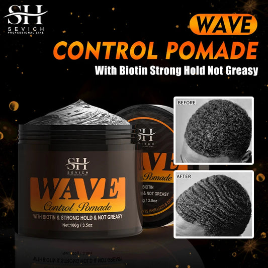 Natural Wave Control Pomade Hair Style Wax Pomade for Black Men 360 Style Wave Styling Hair Cream Strong Hold Clay Hair Pomade