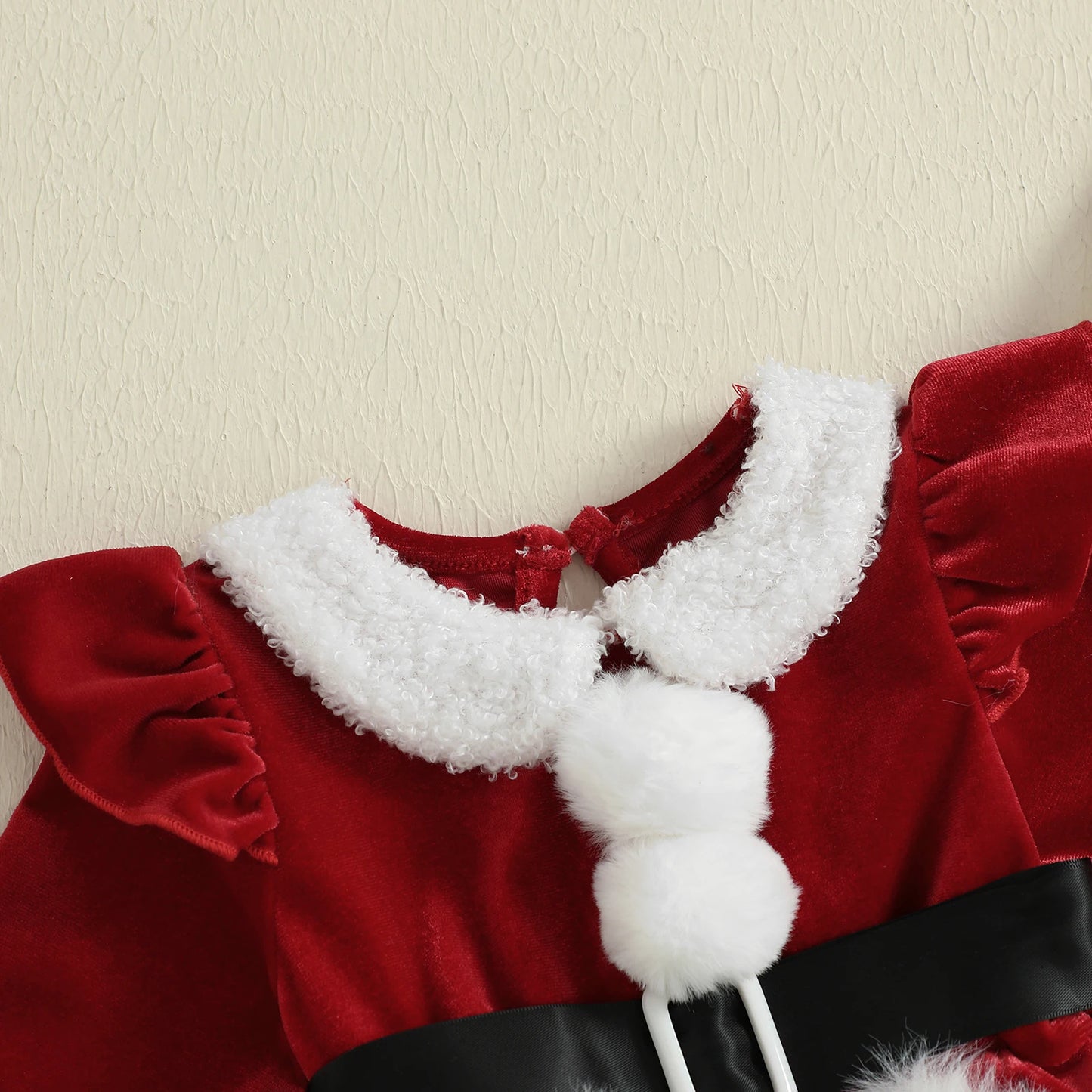 Citgeett Winter Christmas Infant Baby Girls Bodysuit Dress Plush Patchwork Long Sleeve Jumpsuits Cute Santa Hat Set Outfits