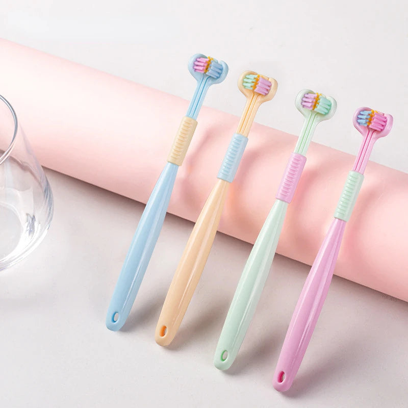 Baby Oral Health Care Kids 360° Clean Tooth Teeth Clean Brush Three Side Candy Color Soft Toothbrush Children Dental Care 3-12Y