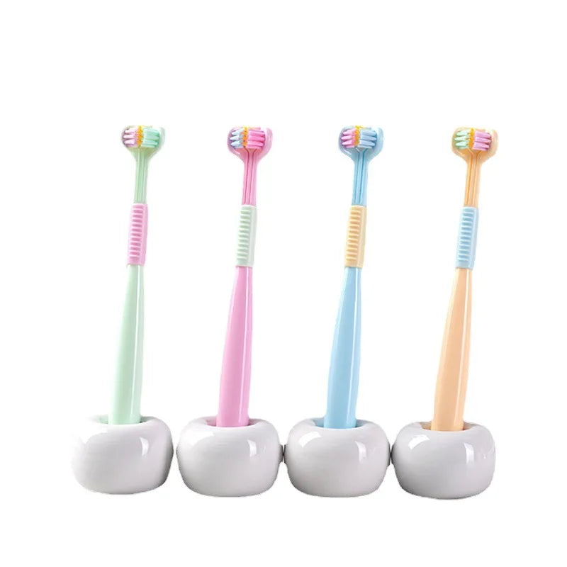 Baby Oral Health Care Kids 360° Clean Tooth Teeth Clean Brush Three Side Candy Color Soft Toothbrush Children Dental Care 3-12Y