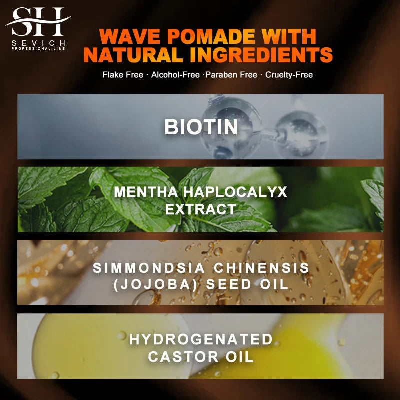 Natural Wave Control Pomade Hair Style Wax Pomade for Black Men 360 Style Wave Styling Hair Cream Strong Hold Clay Hair Pomade